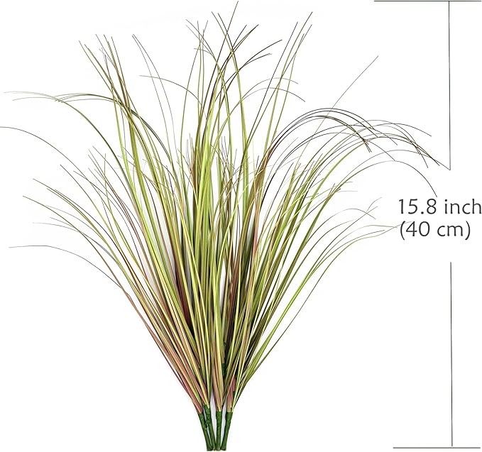 CATTREE Fake Wheat Grass Shrubs Artificial Plants, Faux Greenery Plastic Leaves Bushes for Indoor Farmhouse Garden Wedding Party DIY Decorations Office UV Resistant Planter Filler - Purple 8 Bundles