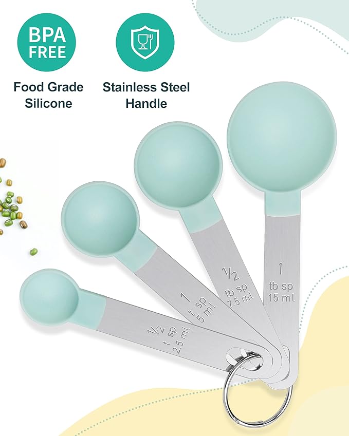 Measuring Cups and Spoons Set of 8 Pieces, nesting measuring cups for Measuring Dry or Liquid Ingredients, Stainless Steel Handle, Kitchen Gadgets for Cooking & Baking