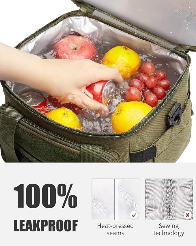 JOYHILL Lunch Box for Men 18 L & Large Expandable Double Deck Cooler Bag | Tactical, Insulated, Leakproof, and Durable Lunch Bag for Adults for Work Camping Picnic Beach Daytrip Black 24 Can