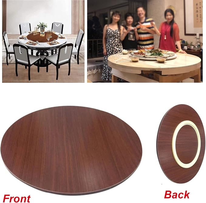 Lazy Susan Wooden Turntable For Round Dining Table, Round Wooden Rotating Tray, Easy Cleaning, Ø20in~39in, Kitchen Rotating Serving Plate, 360 ° Rotation Without Tilting (Color : Red-brown, Size : Ø