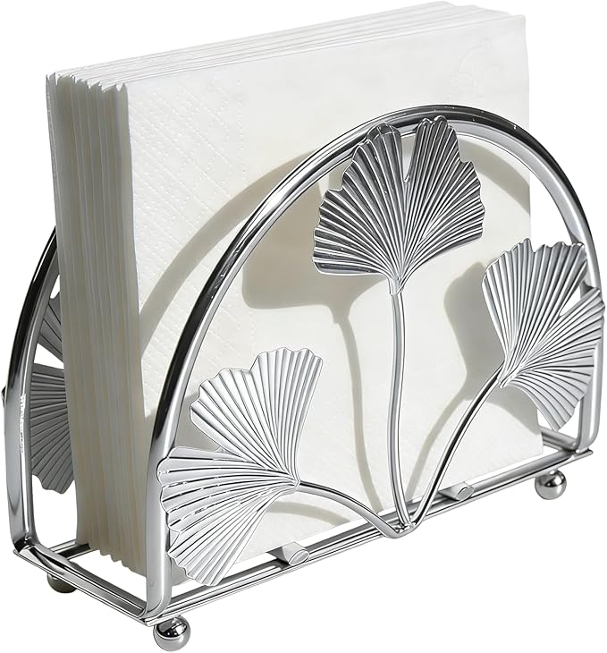 Elegant Gingko Leaf Napkin Holder for Table, Iron Cocktail Napkin Dispenser for Cocktail Picnic Bar Modern Kitchen and Dining Decor, Kitchen, Coffee Bar