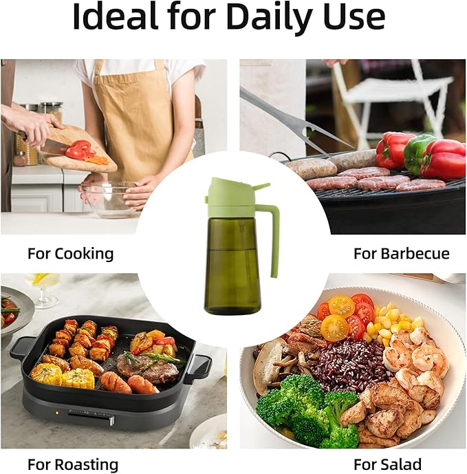 Aovdy 16oz/470ml Olive Oil Dispenser Bottle for Kitchen Gadgets and Air Fryer Accessories - Olive Oil Sprayer for Cooking - Light-Blocking Dark Green