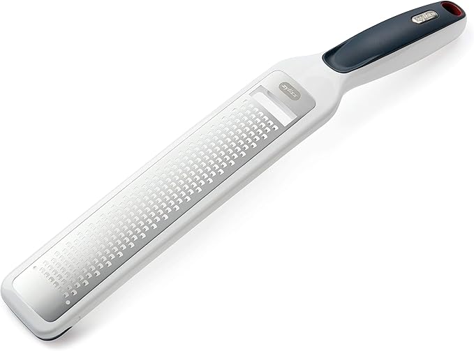 Zyliss E900033 Rasp Grater With Handle, Stainless Steel/Plastic, White, Grating Cheese/Garlic/Lemon Zester/Nutmeg/Parmesan/Ginger/Vegetable/Carrot/Chocolate, Dishwasher Safe, 5 Year Guarantee