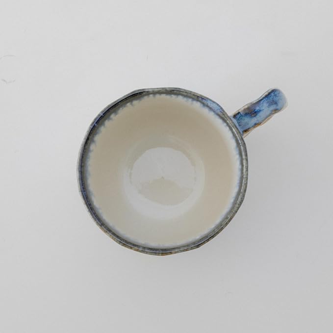 Asayu Japan Drip Blue & Brown Ceramic Cup Set – Handmade Japanese Mugs with Glazed Rim Effect (Set of 2)