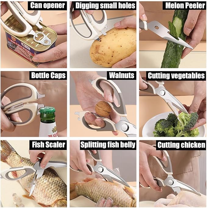 2 Pcs Heavy Duty Kitchen Shears for Food, Come Apart Design & Dishwasher Safe, Multi-function Kitchen Scissors set, Stainless Steel Food Cooking Scissors, No Magnetic Holder