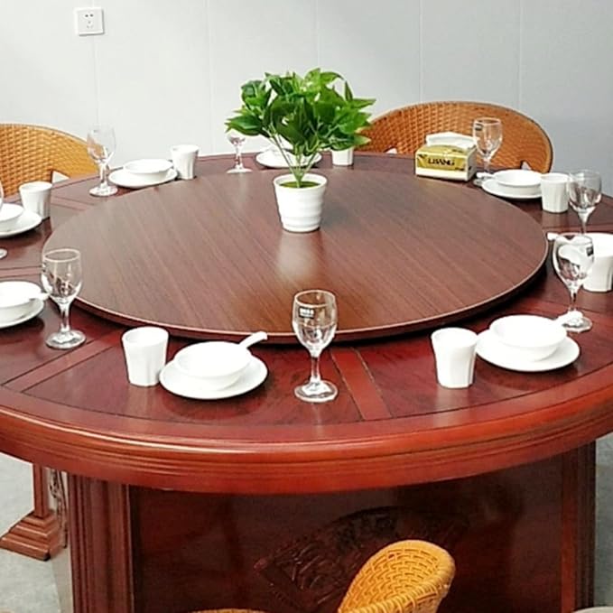 Wood Dining Table Turntable, Mahogany Color Rotating Round Lazy Susan Serving Tray, Dining Table Top Serving Plate, Hotel Tabletop Service Plate, Easy To Share Food,Large Wooden Turntable Lazy
