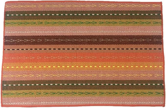 WAZAIGUR Hand Woven with 100% Cotton Placemats Colorful Placemats Braided Ribbed Durable Heat-Insulation Table Mats Set of 6,Orange