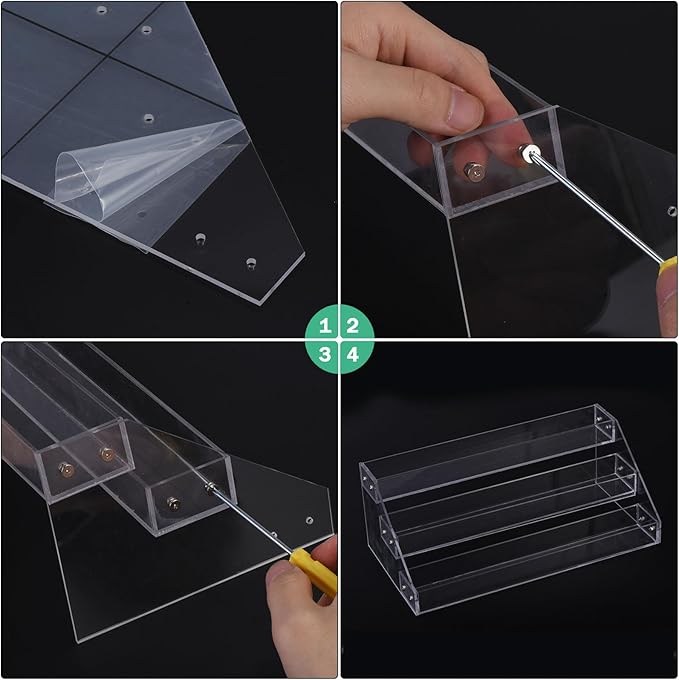 uxcell Acrylic Spice Rack Organizer for Cabinet, 6 Tier Clear Spice Rack Shelf Seasoning Can Organizer Spice Drawer Organizer for Countertop Cabinet Storage Pantry Kitchen Organization