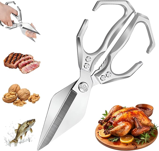 Multifunctional Heavy-Duty Kitchen Shears, Poultry Scissors, Stainless Steel Heavy Duty Scissors for Chicken, Meat, Seafood, Bone Cutting, Box Included, Suitable for Christmas Kitchen