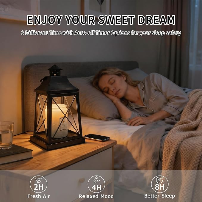 2026 New Candle Warmer Lamp with Timer,Compatible with 3 Wick Candles Jars,Vintage Candle Warmer Lantern Lamp,Dimmable Farmhouse Candle Lamp Warmer,Fully Enclosed and Hanging Up Designed
