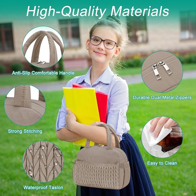 Coobiiya Insulated Lunch Bag Women/Men, Taslon Leakproof Thermal Lunch Box for Women Men, Cute Waterproof Cooler Bag for Work Picnic Travel