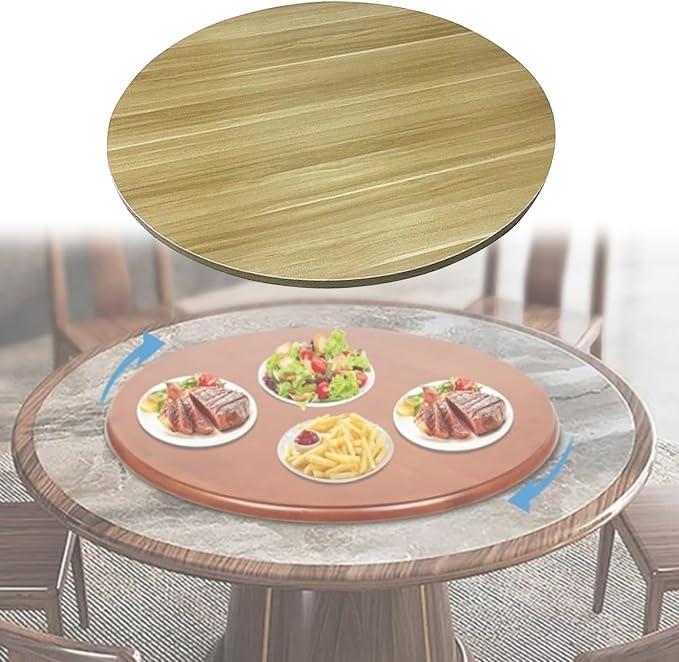Large Wooden Lazy Susan 360° Swivel Turntable Serving Plate Ø 50/60/70/80/90/100cm, Round Dining Table Service Tray, 16mm Thick, High Temperature Resistants, Tabletop Organizer(Walnut,Ø90cm)
