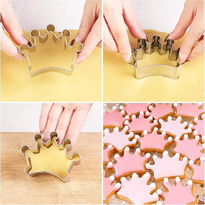 Crown Cookie Cutter Baking Cookie Biscuit Princess Girls Holiday Heart Gifts Decorative Party 3.5" Kitchen Cake Supplies (Queen Crown Cookie Cutters Set)