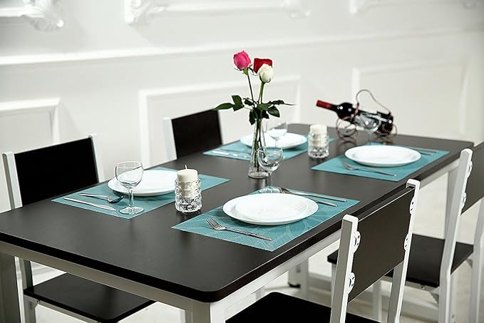 Placemats, Placemats for Dining Table Set of 4, Kitchen Table Mats Heat-Resistant Non-Slip Washable PVC Woven Vinyl Place Mats for Dining Room Table Decoration (Set of 4, Blue)