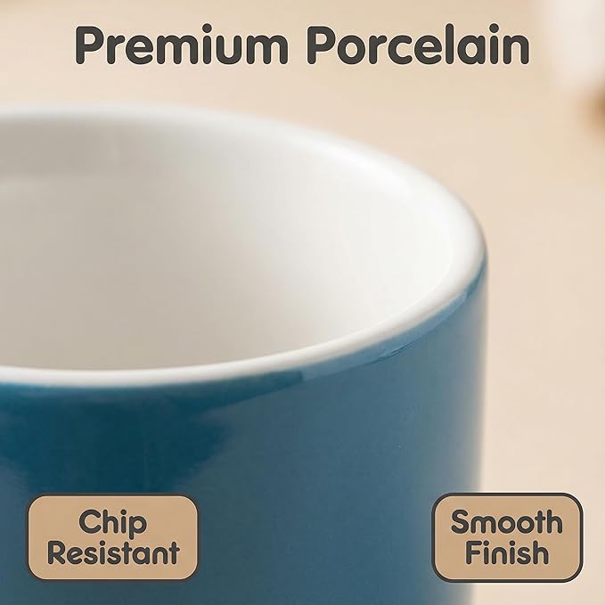 MECOWON 30 OZ Porcelain Coffee Mugs, Set of 2 Large Mugs for Soup, Cereal and Salad (blue)