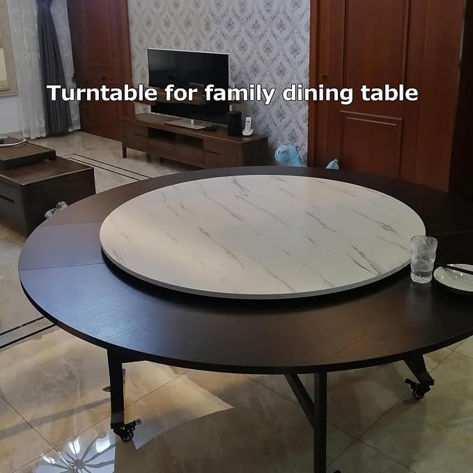 Large Wooden Lazy Susan 360° Swivel Turntable Serving Plate Ø 50/60/70/80/90/100cm, Round Dining Table Service Tray, 16mm Thick, High Temperature Resistants, Tabletop Organizer(Walnut,Ø70cm)