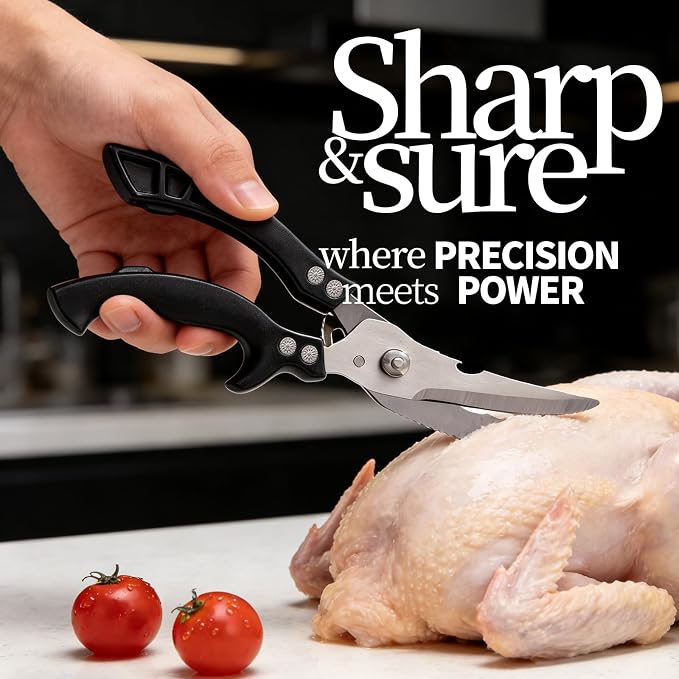 Kitchen Scissors Poultry Shears Heavy Duty Black, Dishwasher Safe Japan Kitchen Shear for Food Chicken Scissor, Fish, Meat Cutting Scissors Cooking Shears Gifts for Men Women