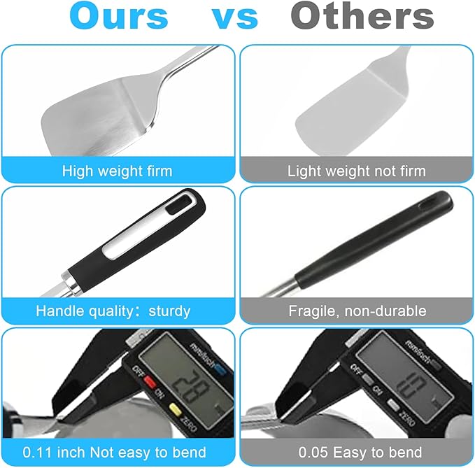 Stainless Steel Kitchen Utensil Set – Premium Thickened Cooking Utensils Set, Silver Kitchen Tools Set for Cooking, Dishwasher Safe Kitchen Tool Set