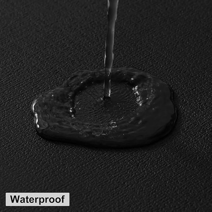 homing Round Faux Leather Placemat and Coaster 6 Packs, Washable Heat Resistant Dining Place Mats, Wipeable Double-Sided Table Mats for Indoor and Outdoor, Diameter 13 and 3.93 inch, Black