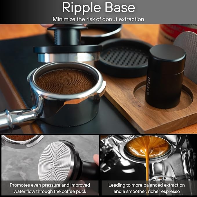 53.3mm Premium Professional Barista Kit 4-in-1: Double Spring Loaded Self-Leveling Espresso Tamper with WDT Tool, Dosing Funnel & Anti-Slip Base. Anodized Aluminum for 53mm - 54mm Portafilters.