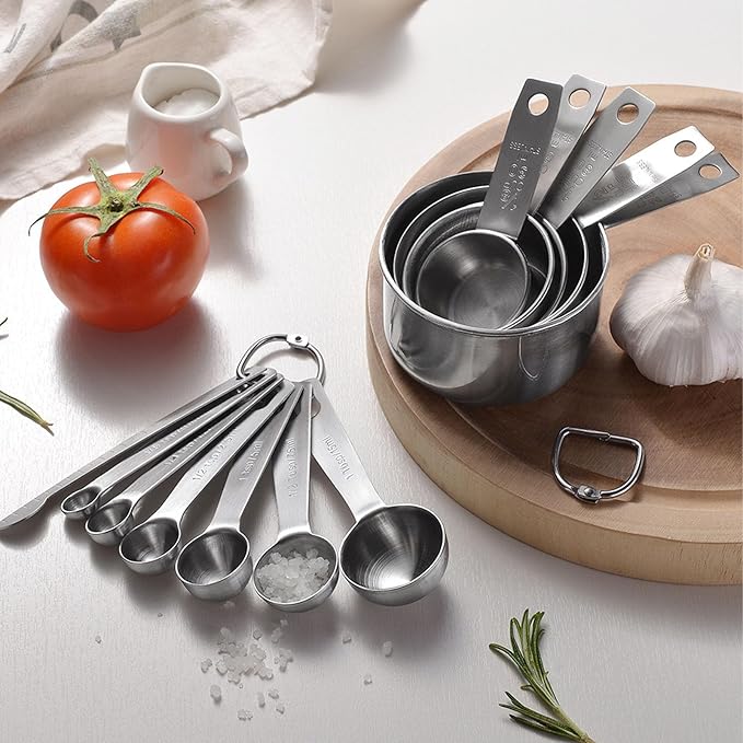 Tablespoons Measuring Set, 12 Pcs Stainless Steel Measuring Cups Spoons Set Kitchen Measuring Tools for Cooking Baking Precise Measurement for Home Bakers Professional Chefs