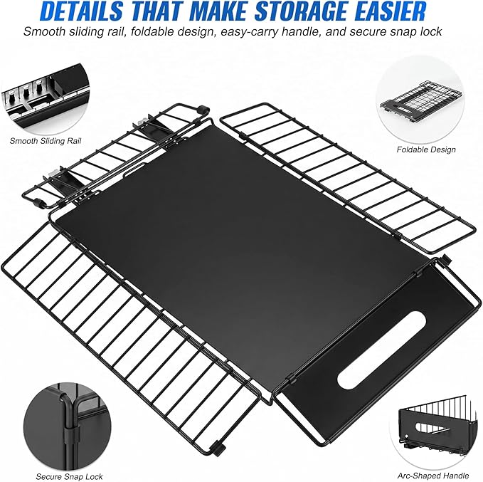 2 Pack Pull Out Cabinet Organizer, 15"" Depth Slide Out Drawer with Nano Adhesive (No Drilling), Heavy Duty Tall Wire Basket for Kitchen, Under Sink, Bathroom, 9.44"" W x 7.08"" H, Black