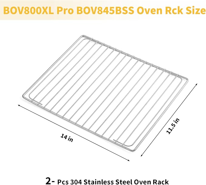 Allstare BOV800XL Pro BOV845BSS Oven Rack Replacement for Breville Smart Oven Parts 304 Stainless Steel Air Fryer Racks SP0002651 Plus BOV810BSS Breville Toaster Oven Wire Baking Rack 2 Pcs