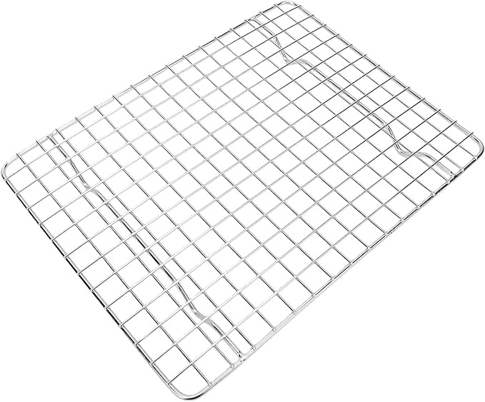 VINGVO Stainless Steel Cooling Rack, Wire Cookies Baking Drying Rack, Oven Baking with Support Feet, Ideal for Cookies, Cakes, Breads, Pizzas, Roasting Meats & Vegetables (25x19.5x1.5cm /