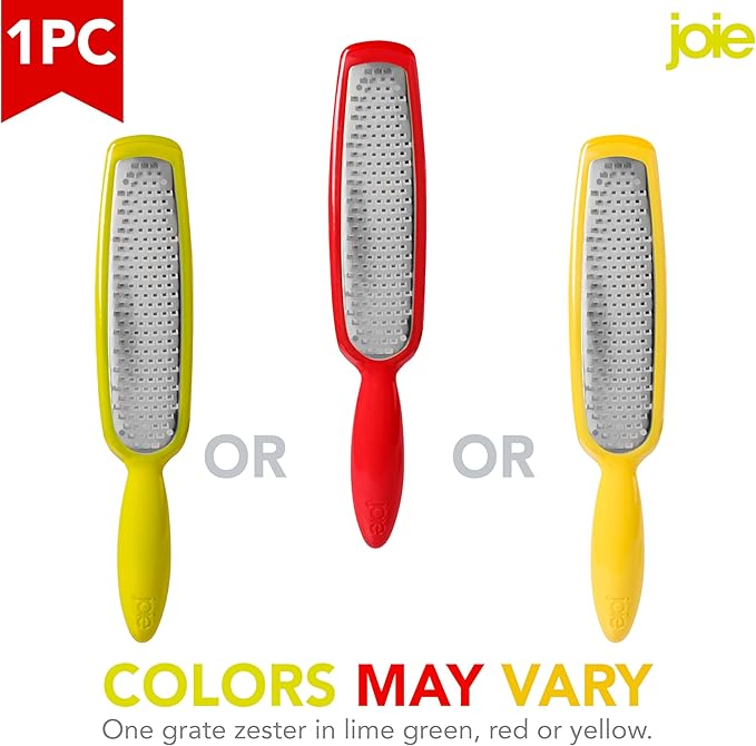Joie Grate Zester, Handheld Grater Ideal for Citrus, Hard Cheese, Chocolate, Cinnamon, and Nutmeg, Stainless Steel, Multiuse Kitchen Tool, BPA-Free, Colors May Vary