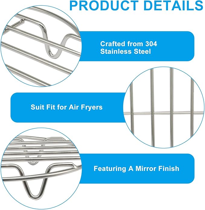 1 Pack 7 Inch Stainless Steel Cooling Rack, Steaming Steamer Rack Baking Baking Rack, Adjustable Stand for Kitchen/Outdoor Cooking