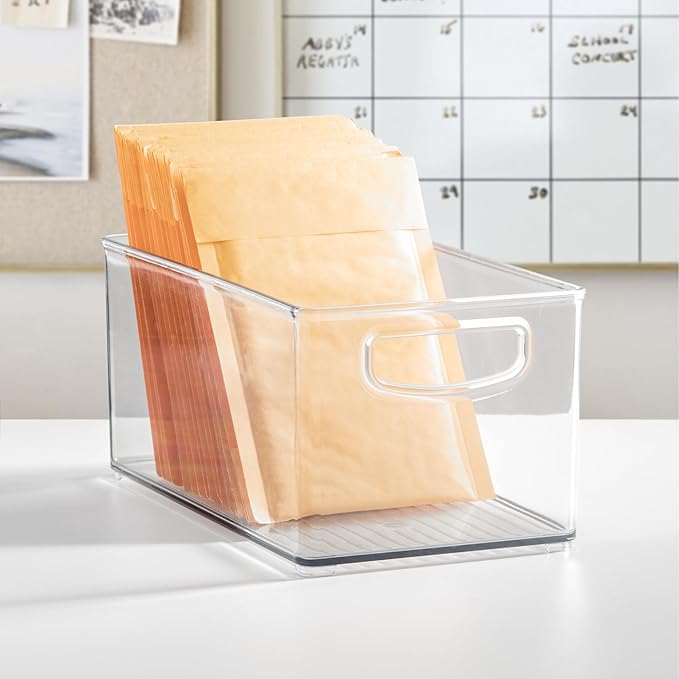 iDesign Clear Plastic Nesting Storage Bins, Set of 4, Space-Saving Organizers for Kitchen or Pantry