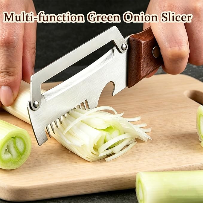 Multi-Functional Vegetable Peeler for Kitchen with Wooden Handle and Bottle Opener, 3 in 1 Stainless Steel Green Onion Slicer Kitchen Tool for Fruit Potato Pumpkin Apple carrot Papaya, Non-Slip Handle