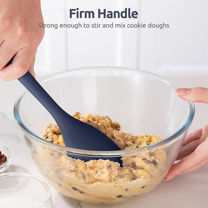 600ºF Heat Resistant Silicone Spoons: U-Taste Flexible Baking Spoon Spatula & Cooking Scoop Spoonula, Seamless Kitchen Utensils for Serving, Scraping, Scooping in Non-Stick Cookware (Midnight Blue)