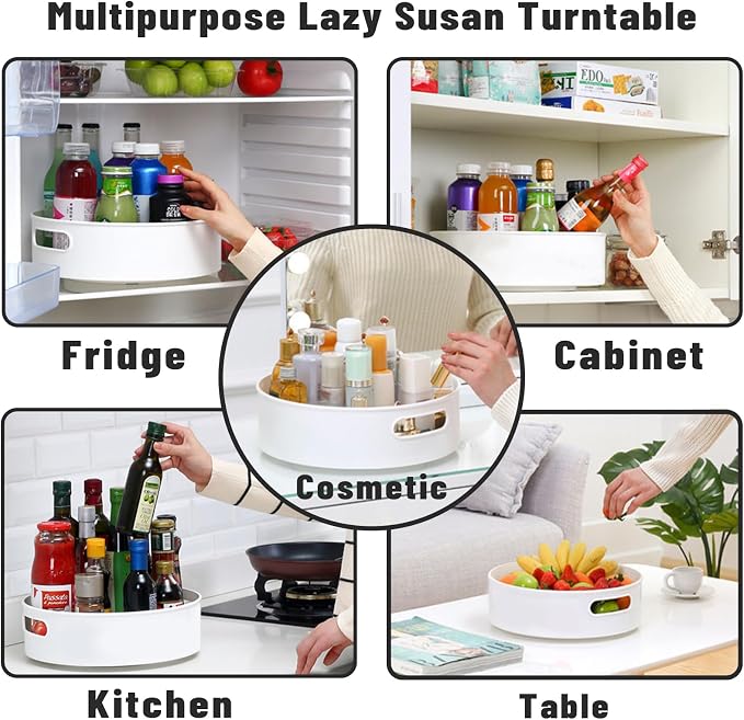 Lazy Susan Turntable 11.8 in 360 ° Rotates Multipurpose Round Turntable for Cabinet, Pantry, Kitchen, Countertop, Fridge, Bathroom Organizer (Large)