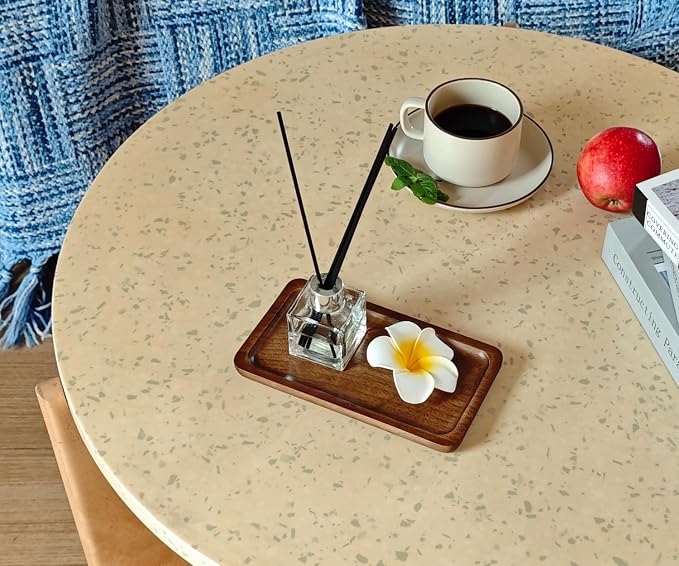 Small Wooden Tray (7.5 x 4.1 inch) 6 Pack Rectangular | Serving Tray for Coffee Tables, Dessert, Snack, Fruit, Acacia Wood Platter for Vegetable, Decor Restaurant