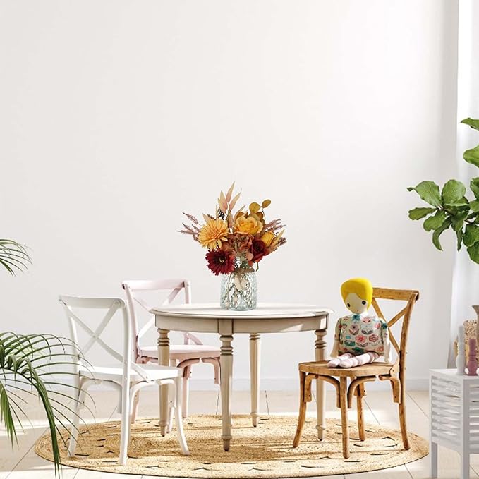 Leftover Fake Fall Flowers in Vase - Fall Floral Arrangement, Table Decor & Centerpieces for Kitchen & Coffee Table