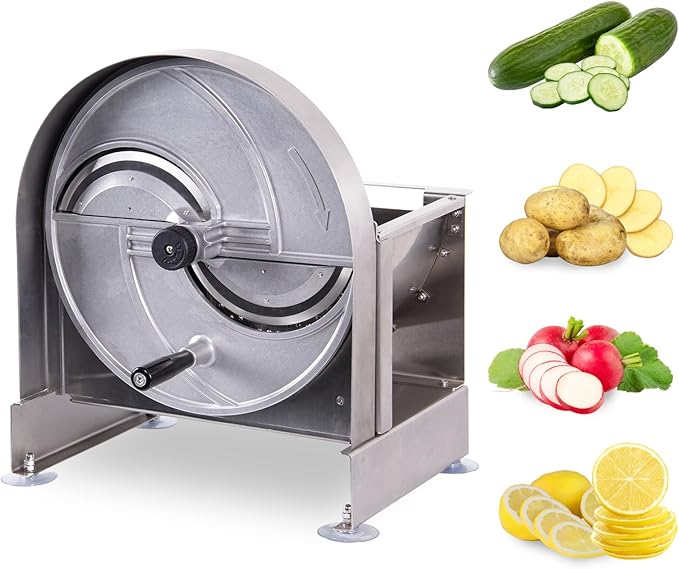 Commercial Manual Fruit Vegetable Slicer 0.2-12mm Adjustable Thickness Stainless Steel Multifunctional Commercial Manual Slicer for Slicing Fruit Lemon Onion Cabbage