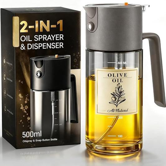 Costop Professional 500ml Glass Oil Sprayer - 3-in-1 Kitchen Tool: Fine Mist, Stream & Pour | Leak-Proof Design for Air Fryer, BBQ & Cooking | BPA-Free