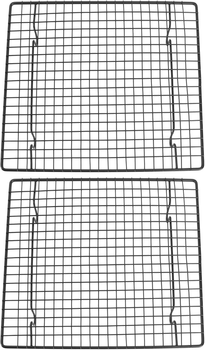 NUOBESTY 2pcs Stainless Steel Baking Cooling Racks Nonstick Cake Cooler Wire Rack for Cookies Bread Muffins Baking Kitchen Tool