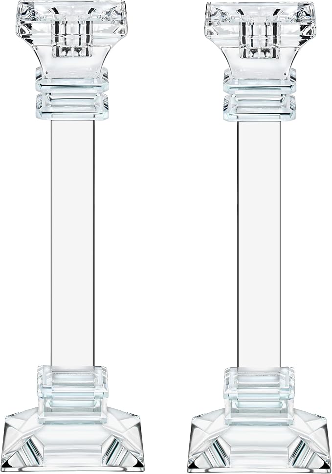 Crystal Candle Holders Set of 2-11.8" Tall Crystal Candlestick Holders - Ultra Elegant & Modern Centerpiece Home Décor