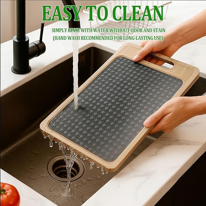 Double Sided Bamboo&Stainless Steel Cutting Board with Juice Groove and Handle, Non Toxic, Wooden Chopping Boards for Kitchen,Charcuterie Board,Ideal Gift for Housewarming(15”×11”Large YC)