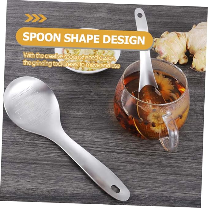 Stainless Steel Multi-Function Ginger Garlic Spoon Shaped Food Mincer for Kitchen Seasoning Baby Food Prep 8.46X2.75X0.39In 3-Pack