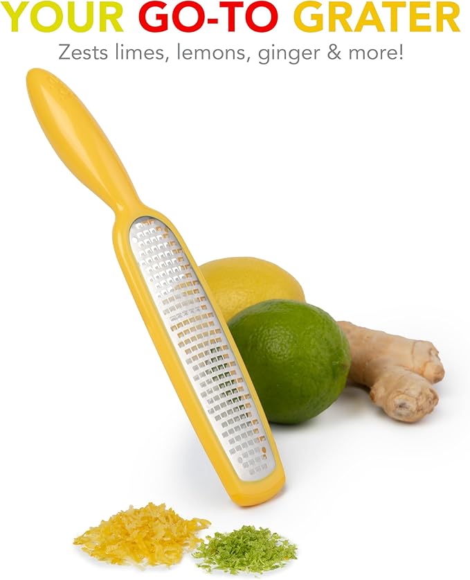Joie Grate Zester, Handheld Grater Ideal for Citrus, Hard Cheese, Chocolate, Cinnamon, and Nutmeg, Stainless Steel, Multiuse Kitchen Tool, BPA-Free, Colors May Vary