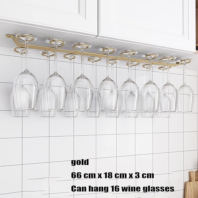 Under Cabinet Wine Glass Holder Iron 12 Hooks, Black Wire Hanging Rack, Storage Hanger Organizer, Space Saving, With 6 Hooks For Multiple Uses, Easy To Install