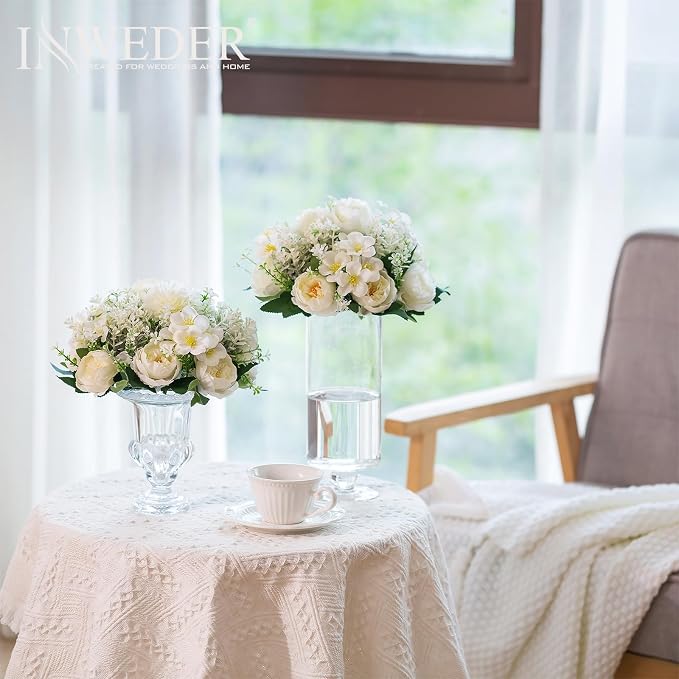 Flower Balls Centerpieces for Tables: 2 PCS White Flowers for Centerpieces Floral Arrangements Centerpiece for Wedding Party Celebration Home