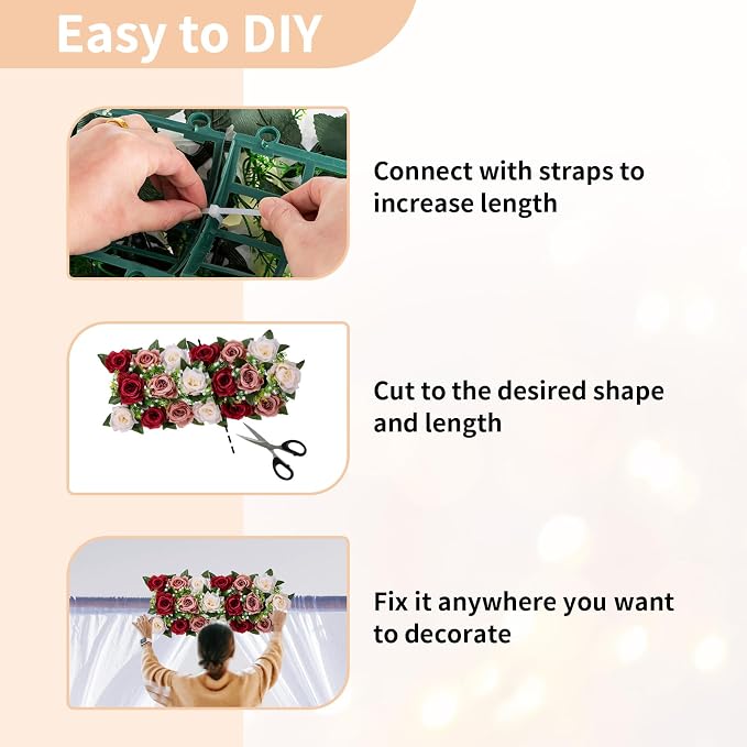 NUPTIO Artificial Flower Centerpieces for Tables - 6 Pcs Burgundy & Dusty Rose & Creamy White Flowers 19.6in Long Fake Roses Arrangements - Faux Floral Arrangement for Wedding Centerpiece