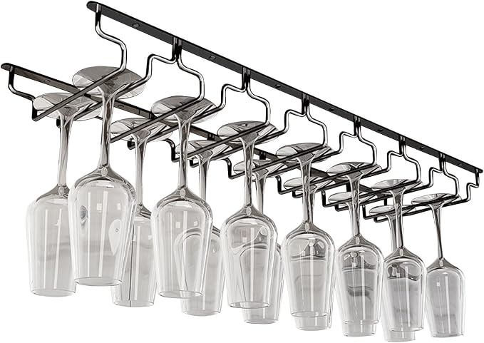 Wine Glass Rack, Under Cabinet Stemware Storage Racks Hanging Wine Glasses Holder, Wrought Iron Metal Stainless Steel Glass Holder Storage Rack Hanger for kitchen bar (Size : 80x22.5x5.5cm)