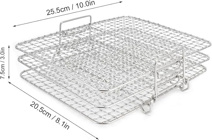 3 - Tier Stainless Steel Cooling Rack Set, Baking and Roasting Rack for AG300 AG400 Air Fryer Oven, Multi - Layer Stackable Grilling Rack with Elevated Feet for
