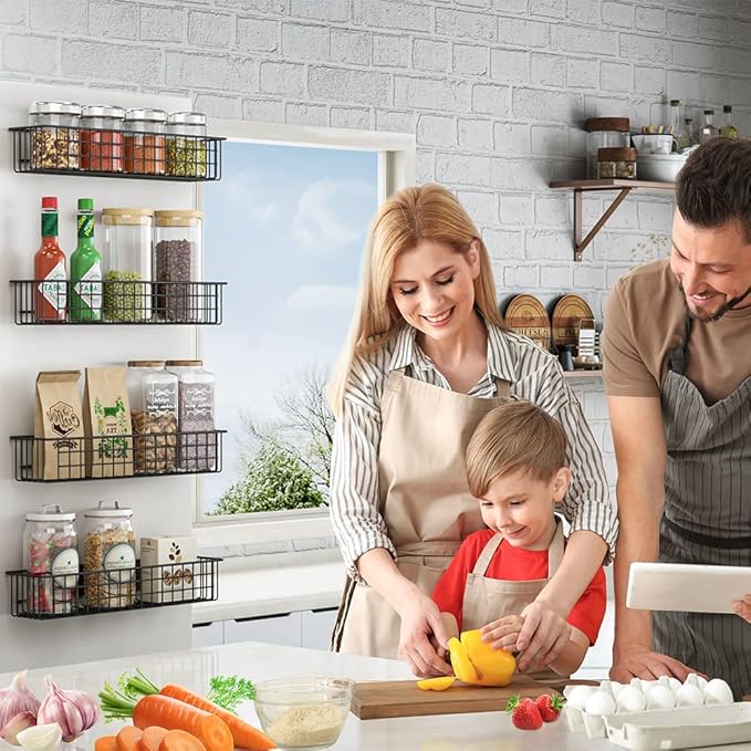 2PCS Magnetic Storage Baskets for Refrigerator, Strongly Magnet Spice Rack, Fridge Storage Shelf, Great for Kitchen and Pantry