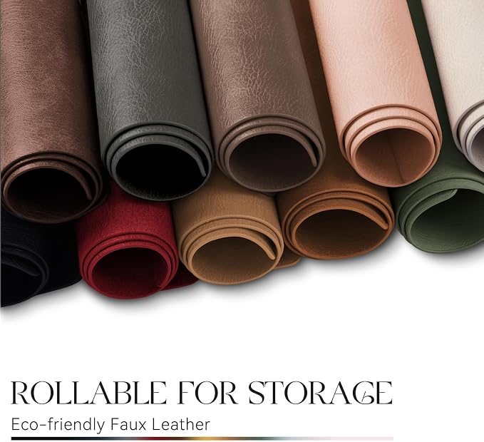 MOSAYT Vinyl Placemats Set of 8-12 X 17 Inch - Faux Leather 100% Waterproof Oil-Proof Wipeable PU Place Mats, Heat Resistant Reversible Table Mats for Kitchen, Dining, Outdoor, Brown